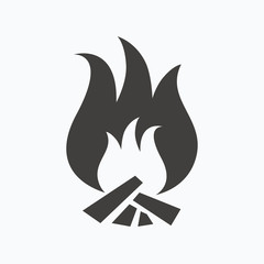 Fire icon. Blazing bonfire flame sign.