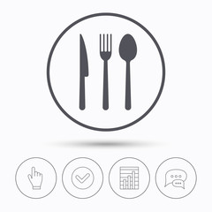 Fork, knife and spoon icons. Cutlery sign.