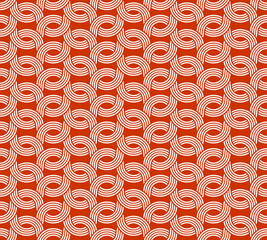 Parallel rounded weave lines seamless pattern. Red and white.