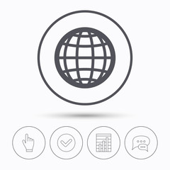 Globe icon. World or internet sign.