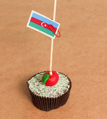 Azerbaijan flag on a apple cupcake