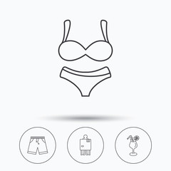 Cocktail, lingerie and shorts icons.