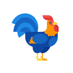 Vector flat style illustration of rooster.