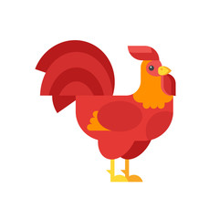 Vector flat style illustration of red rooster symbol of 2017.