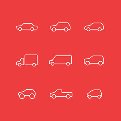 Vector set of car icons.