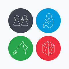 Fototapeta premium Couple, paediatrics and dice icons.