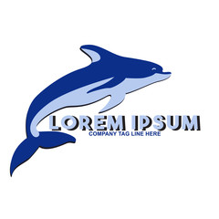 Vector Blue Dolphin Logo Template Design