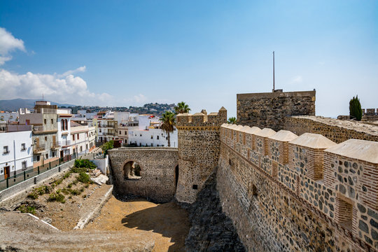 View of Almu&ntilde;&eacute;car (Almunecar) castle on a beautiful day, Spain 
