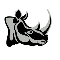 Rhino head vector illustration style Flat