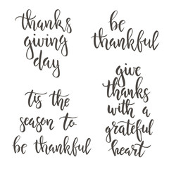 Thanksgiving day vintage gift tags and cards. Handwritten lettering.