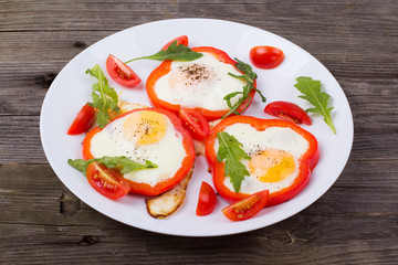 Eggs in pepper on a plate