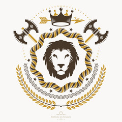 Vintage emblem, vector heraldic design.