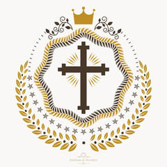 Fototapeta na wymiar Vector emblem, vintage heraldic design.