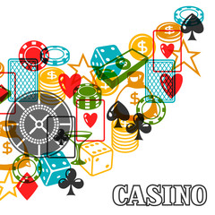 Casino gambling background design with game objects