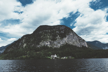 Mountain with a castle and lake in Austria - 122632702