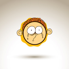 Vector hand drawn cartoon sad crying boy. Web avatar theme graph