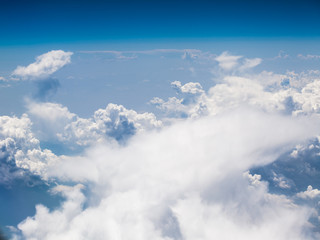 Beautiful, dramatic clouds and sky viewed from the plane. High resolution and quality