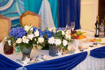 Wedding decor blue color with flower