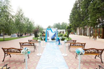 wedding arch in the open air blue color
