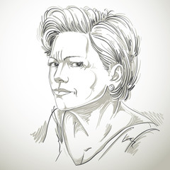 Vector portrait of attractive woman, illustration of good-lookin
