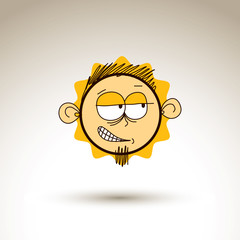 Vector graphic drawing of personality face, bizarre male portrai