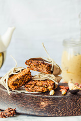 Pumpkin granola bars with peanut butter and seeds