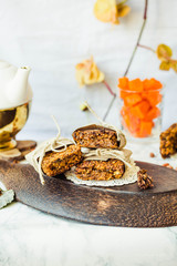 Pumpkin granola bars with peanut butter and seeds