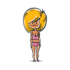Facial expression of a blonde girl, sexy female vector cartoon d