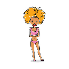 Vector full-length portrait of sexy woman, cartoon personality i