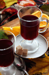 Two glasses with mulled wine..