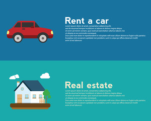 Real estate and Rent a car design banner concept