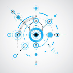 Obraz premium Vector abstract blue background created in Bauhaus retro style.