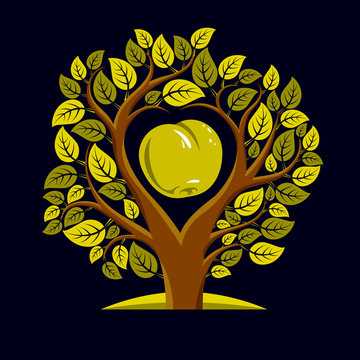 Vector illustration of tree with leaves and branches in the shap