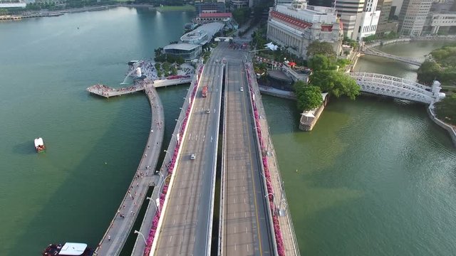 Aerial view of Singapore city skyline