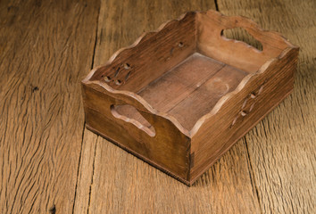 empty grunge wooden box on wooden table