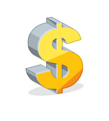 Dollar sign vector illustration isolated on white background.