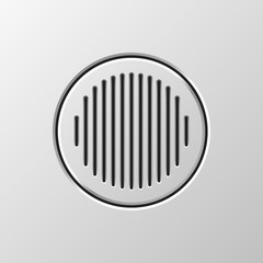 Abstract audio speaker template, dynamic with perforated grill pattern for design concepts, graphic elements, web, prints, apps, applications, user interfaces, UI. Vector illustration.