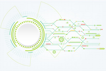 Abstract technology background with various technological elements.