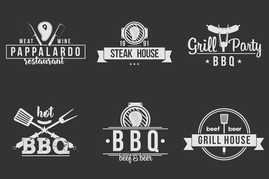 BBQ logos black and white