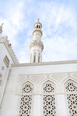 Tower minaret against a bright  sky, Egypt.photo toned