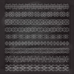 Vintage decorative borders set on a chalkbord background