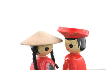 Vietnamese doll, boy and girl with dress of vietnam culture