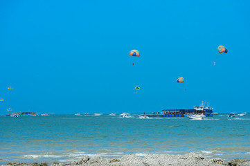 perfect sky and water with reef of ocean Thailand..