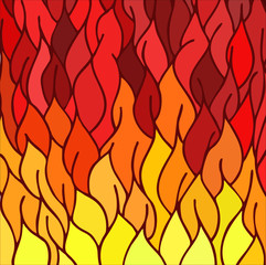 Abstract red and yellow background formed with sheets as a flame.