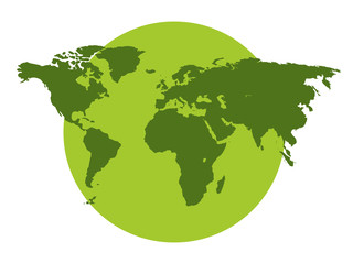 The continents of the planet, environmental protection, green planet on a white background. Vector illustration.