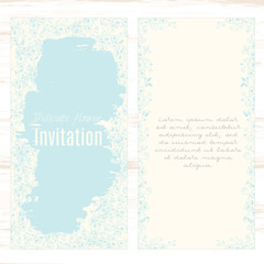 greeting card template floral background. Design stationery set in vector format. Wedding card or invitation, shabby chic