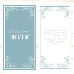 greeting card template floral background. Design stationery set in vector format. Wedding card or invitation, shabby chic