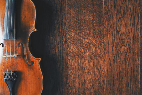 Violin on wooden floor