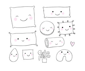 Set of cute cartoon pillows.