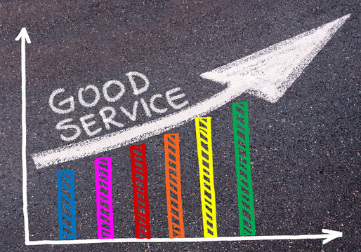 Good Service written over colorful graph and rising arrow